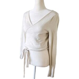 Nordstrom Open Edit Wrap Sweater In Ivory, S, Knit, Casual, Layering